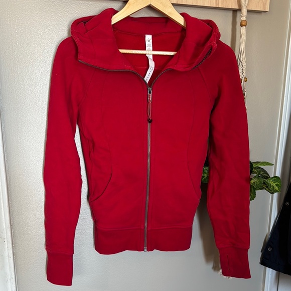 lululemon athletica Tops - Lululemon Red Scuba Full Zip-Up Hoodie Size 4 or 10. EUC